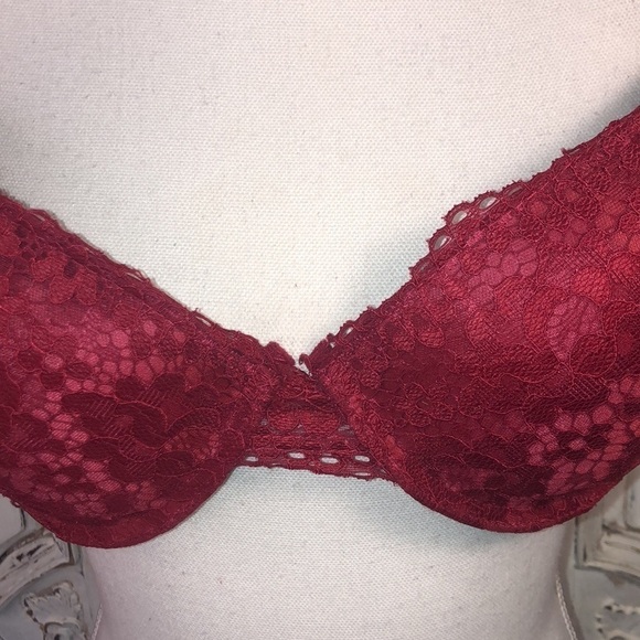 XOXO Lovely Red Lace Padded Push Up Bra Size 38 C - Picture 4 of 9
